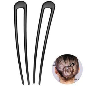 French Hair Pins Metal Hair Fork U Shaped Extra Long Chignon 2 Prong Sticks for